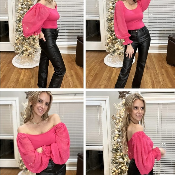 Zeagoo Women's Square Neck Puff Long Sleeve Bodysuit - Picture 4 of 4